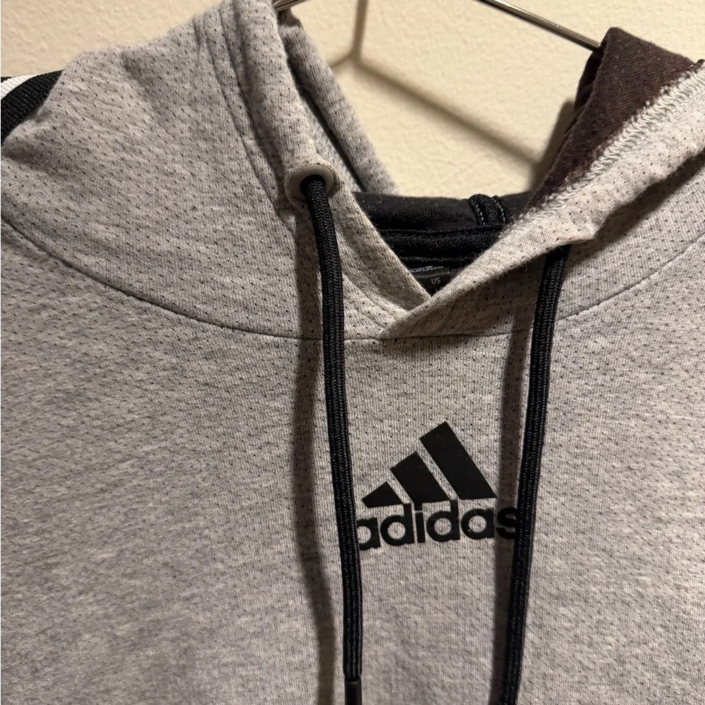 Adidas Heather Grey Short Sleeve Hoodie - Men’s - Picture 2 of 4